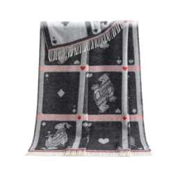 Playing Cards Wool Throw - Woven Blanket Made From Recycled Merino Soft Black, Red & Off-White Ideal Housewarming Gift - thumbnail 2