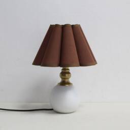 Handmade Scallop Brown Fabric Table Lamp Ceramic Base - thumbnail 2