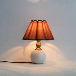 Handmade Scallop Brown Fabric Table Lamp Ceramic Base - thumbnail 4