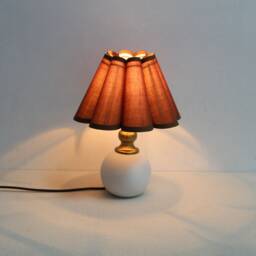 Handmade Scallop Brown Fabric Table Lamp Ceramic Base