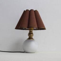Handmade Scallop Brown Fabric Table Lamp Ceramic Base - thumbnail 3