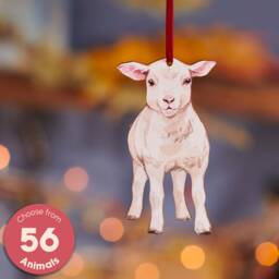 Wooden Lamb Christmas Hanging Decoration, Rustic, Farmhouse, Holiday Decor, Artisan Crafted