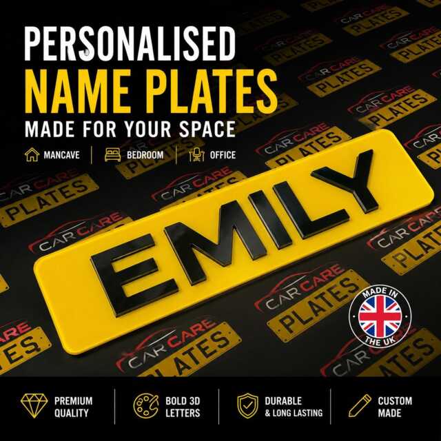 Personalised Name Plate, Sign, Custom Car Plate, Room Decor, Wall Art, Mancave, Gift For Him, Accessories, Number Plate - image 1