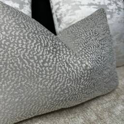 "Grey - Gold Shimmer Cushion Cover, Luxury Pillow Ontario Dove Ashley Wilde-Rectangle Size 12"" X 20" - thumbnail 2