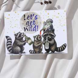 Raccoon A4 Print, High Quality Wall Art, Home Bar Drinks Funny Poster, Quirky Decor, Drunk Raccoons, Let's Get Wild - thumbnail 4
