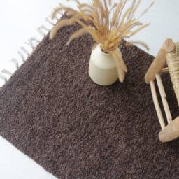 Medium Handwoven Brown Rug, Bedroom Bathroom Area Bohemian Farmhouse Decor, Bruin Tapijt, Kitchen Rug - thumbnail 2
