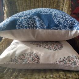 Kedara Leaf/Foliage Linen Pillow Cover in Indigo, Lemongrass, Or Aqua - thumbnail 4