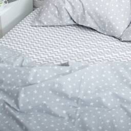 Cotton Duvet Cover Set in Gray & Stars. Cover + 2 Pillowcases. Twin Full Queen King Single Kingsingle Double Custom Bed Linen - thumbnail 3