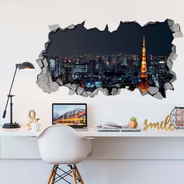 Tokyo - 3D Wallpaper 3D Wall Art Broken Stickers Sticker Decal Wall Decals -Skutoky3Dw - image 1