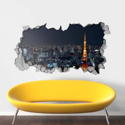 Tokyo - 3D Wallpaper 3D Wall Art Broken Stickers Sticker Decal Wall Decals -Skutoky3Dw - thumbnail 2