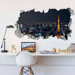 Tokyo - 3D Wallpaper 3D Wall Art Broken Stickers Sticker Decal Wall Decals -Skutoky3Dw - thumbnail 1