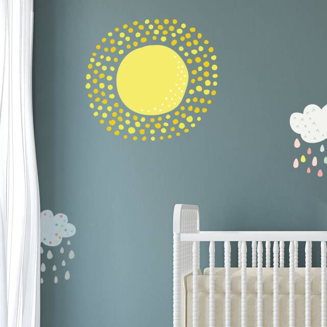 Patterned Sun Fabric Wall Sticker - Repositionable Nursery Decal Peel & Stick - image 1