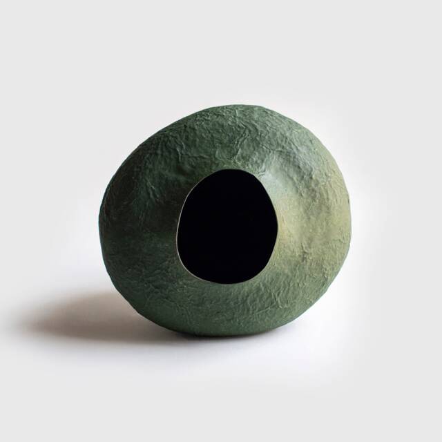 Dried Flower Vase From Paper Mache, Rustic in Veronese Green - image 1