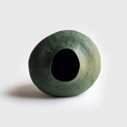 Dried Flower Vase From Paper Mache, Rustic in Veronese Green - thumbnail 1