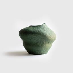 Dried Flower Vase From Paper Mache, Rustic in Veronese Green - thumbnail 2