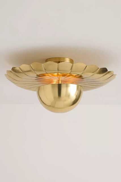 1950's Mid Century Brass Teresa Flush Mount-Modern Patina Chandelier-Italian Mount Ceiling Fixture - image 1