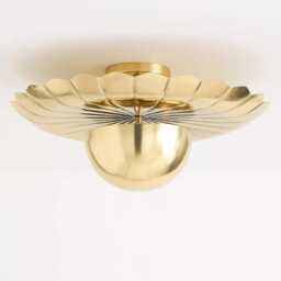 1950's Mid Century Brass Teresa Flush Mount-Modern Patina Chandelier-Italian Mount Ceiling Fixture - thumbnail 3