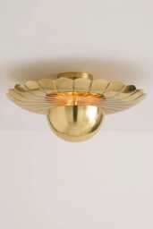 1950's Mid Century Brass Teresa Flush Mount-Modern Patina Chandelier-Italian Mount Ceiling Fixture - thumbnail 1