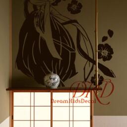 Wall Decal , Korean Ginseng Japanese Geisha With Cherry Blossoms Vinyl Sticker Home Arts Decals For Modern Interior Design-Dk272 - thumbnail 3