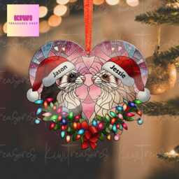 Personalized Ferret Couple Christmas Ornament, Acrylic Or Wood - thumbnail 4