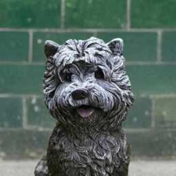 Stone Westie Dog Statue Concrete West Highland Terrier Sculpture Outdoor Garden Pet Figure Memorial Ornament Cement Decor Lover Gift - thumbnail 2