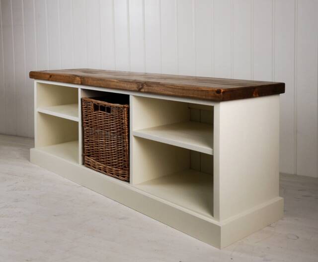 Large Shoe Bench With Single Baskets Seat Rustic Top Different Colours & Sizes Hallway Utility Room Porch Great Our Coat Racks - image 1