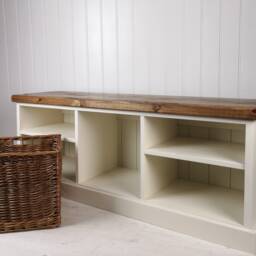 Large Shoe Bench With Single Baskets Seat Rustic Top Different Colours & Sizes Hallway Utility Room Porch Great Our Coat Racks - thumbnail 2