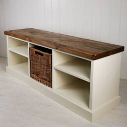 Large Shoe Bench With Single Baskets Seat Rustic Top Different Colours & Sizes Hallway Utility Room Porch Great Our Coat Racks - thumbnail 3
