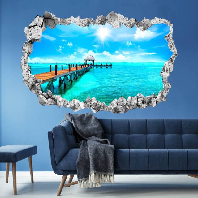 Pier Sea Sky Clouds Wall Decal Sticker Mural Poster Print Art Home Bedroom Office Decor Kr39 - image 1