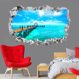 Pier Sea Sky Clouds Wall Decal Sticker Mural Poster Print Art Home Bedroom Office Decor Kr39 - thumbnail 3