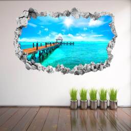 Pier Sea Sky Clouds Wall Decal Sticker Mural Poster Print Art Home Bedroom Office Decor Kr39 - thumbnail 2
