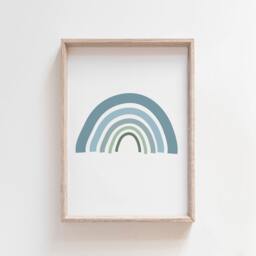 Muted Blue Rainbow Print, Boys Nursery Prints, Wall Art, Bedroom Weather Playroom Art - thumbnail 1