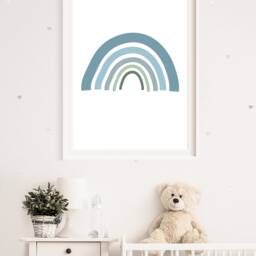 Muted Blue Rainbow Print, Boys Nursery Prints, Wall Art, Bedroom Weather Playroom Art - thumbnail 3