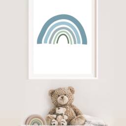 Muted Blue Rainbow Print, Boys Nursery Prints, Wall Art, Bedroom Weather Playroom Art - thumbnail 2