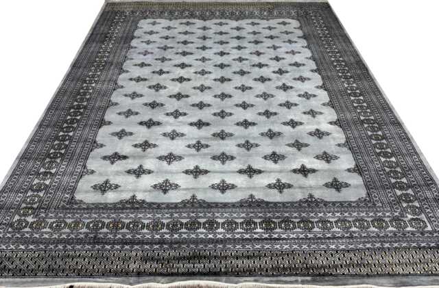 9x12 Silver Color Bokhara Rug - 2.75x3.65 cm Kitchen Woolen Living Room Hand Knotted Wall Turkish - image 1