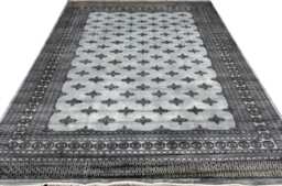 9x12 Silver Color Bokhara Rug - 2.75x3.65 cm Kitchen Woolen Living Room Hand Knotted Wall Turkish - thumbnail 1