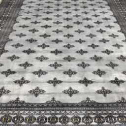 9x12 Silver Color Bokhara Rug - 2.75x3.65 cm Kitchen Woolen Living Room Hand Knotted Wall Turkish - thumbnail 3