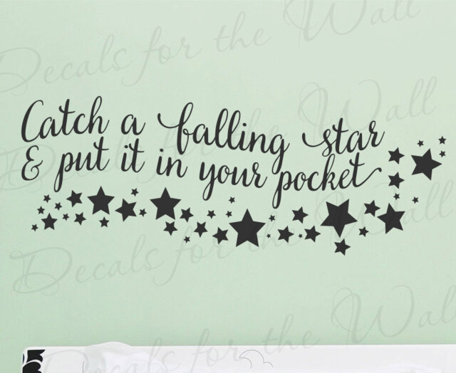 Catch A Falling Star & Put It in Your Pocket - Girl Or Boy Room Kid Baby Nursery Lullaby Dream Wish Wall Decal B16B - image 1