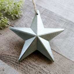 Silver Wooden 3D Chunky Hanging Star Decoration - The Home & Hearts Shop Rustic Shabby Wall Decor Christmas Wedding Gift - thumbnail 2