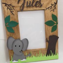 Elephant Photo Frame, Personalized Child's First Name, Birth Gift, Birthday Card, Baby Room Decoration, Handmade - thumbnail 3