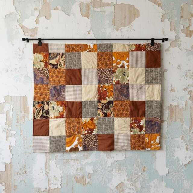 Colorful Handmade Blanket With Geometric Patchwork in Brown Scraps. Celebrate Nature, Autumn... A Coquettish Gift For Her. Upcycling - image 1
