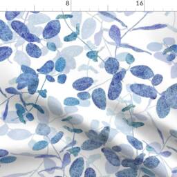 Botanical Curtain Panel - Pointillism Leaves Honeysuckles Garden Foliage Custom Vines Indigo On White 150 By Kadyson - thumbnail 4