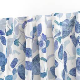 Botanical Curtain Panel - Pointillism Leaves Honeysuckles Garden Foliage Custom Vines Indigo On White 150 By Kadyson - thumbnail 3