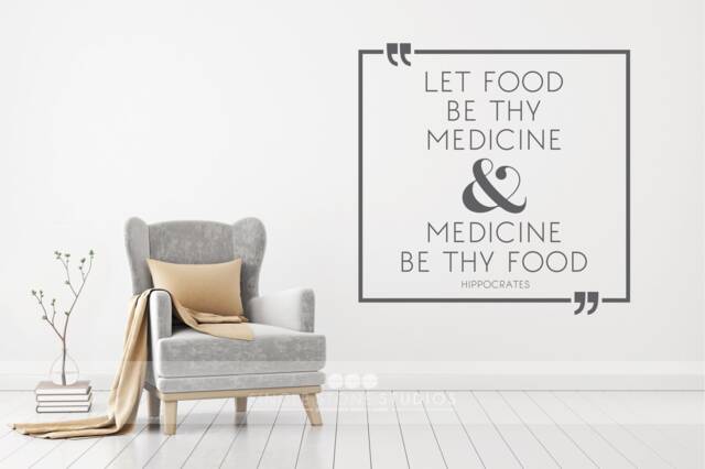 Let Food Be Thy Medicine Hippocrates Wall Decal Quote - Vinyl Kitchen Custom Home Decor - image 1