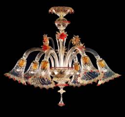 Calle 6 Lights Crystal Gold Ruby Chandelier