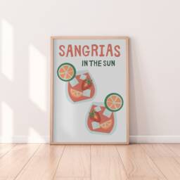 Sangrias in The Sun Print - Cocktail Print, Retro Kitchen Summer Cocktails, Bar Cart Decor, Holiday Drinks Prints, Restaurant - thumbnail 1