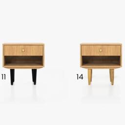 Nightstand With Open Shelf in Mid-Century Modern Style Made Of Oak Vaneer, Bedside Table Livlo D-P04 - thumbnail 2