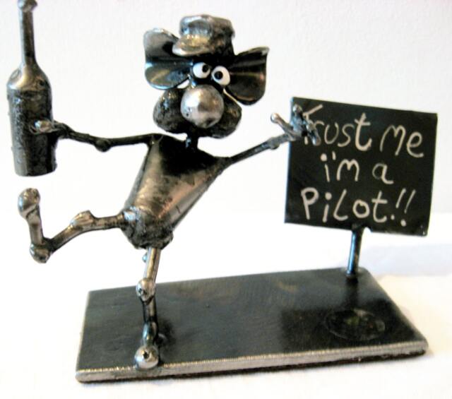 Drunk Pilot Mouse Recycled Steel Sculpture - image 1
