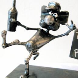 Drunk Pilot Mouse Recycled Steel Sculpture - thumbnail 3
