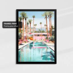 Vibrant Palm Springs California Pastel Abstract Oil Painting Framed Poster Print & Canvas Wall Decor Art Bedroom Home Interior Gift - thumbnail 2